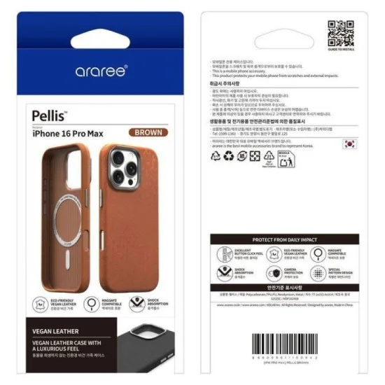 Cover Iphone 16 Pro Max Pellis Magsafe Case Araree - Brown